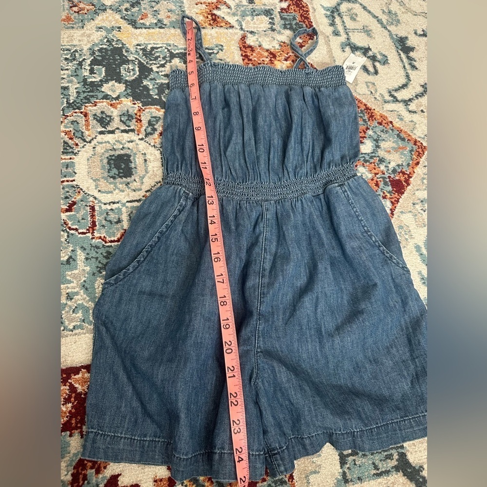 NWT GAP Kids Girls Sz MEDIUM 8-9 Blue Jean Strappy Sleeveless Romper 100% Cotton - Picture 6 of 8